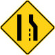 Right lane ends or road narrows from the right