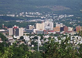 Downtown Wilkes-Barre, as seen from the Giants Despair Mountain, in July 2010.