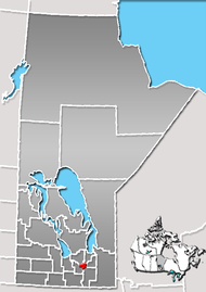 Location of Winnipeg in Manitoba