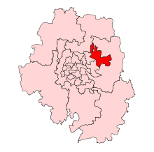 Location of KR Pura assembly, shown in red, in Bangalore