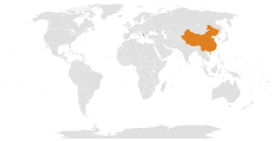 Map indicating locations of Albania and China