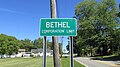 Bethel corporation limit sign.