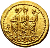 Roman consul accompanied by two lictors of Rome