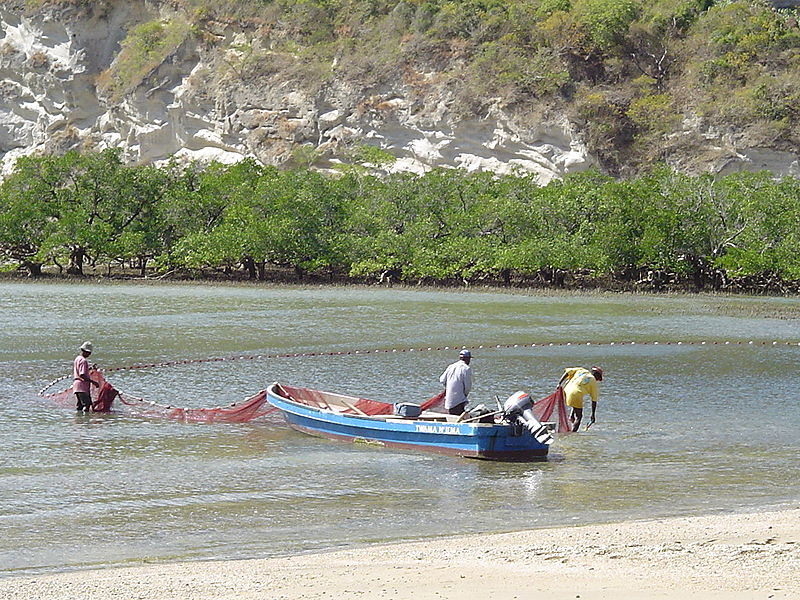 Archivo:Fishermen at Moya beach.jpg