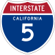 Single-digit interstate route shield, California