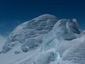 Lyaskovets Peak from the west extremity of Catalunyan Saddle with 'the Sphynx' rock-cored ice formation in the foreground