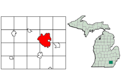 Location of Ann Arbor within Washtenaw County, Michigan.