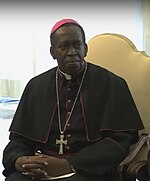 Mgr Smaragde Mbonyintege in 2014 during his ad limina visit to the pope Francis