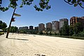 Vista parcial de la playa, al fondo el barco Leyenda del Pisuerga, año 2013.