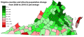 Virginia counties and cities by by population change from 2000 to 2010, in percentage