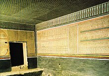 Egyptian tomb decorated with wall paintings.