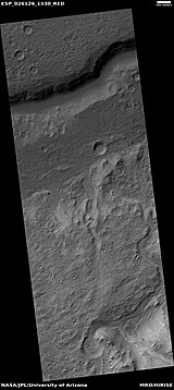 Part of delta in Holden Crater, as seen by HiRISE under HiWish program. Holden crater is a possible landing site for a Mars Rover scheduled for 2020.[17]