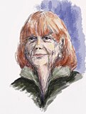 coloured pencil drawing of Gisèle Pelicot