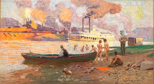 Steamboat on the Ohio, 1896, oil on canvas, Thomas Pollock Anshutz