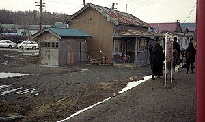 春別站車站大樓（從月台一方拍攝） （1989年3月）