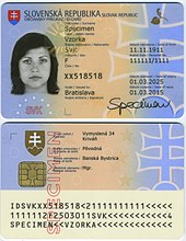 Slovak ID card (front)