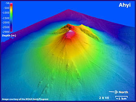 Вулкан в различных спектрах. Реконструкция NOAA (Oregon State University).