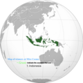 Map of countries and territories that won at the inaugural edition of the Miss Cosmo pageant, where Indonesia bagged the first crown.