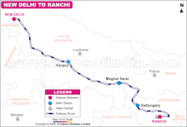 New Delhi to Ranchi via Kanpur, Deen Dayal Upadhyay Jn. railway route