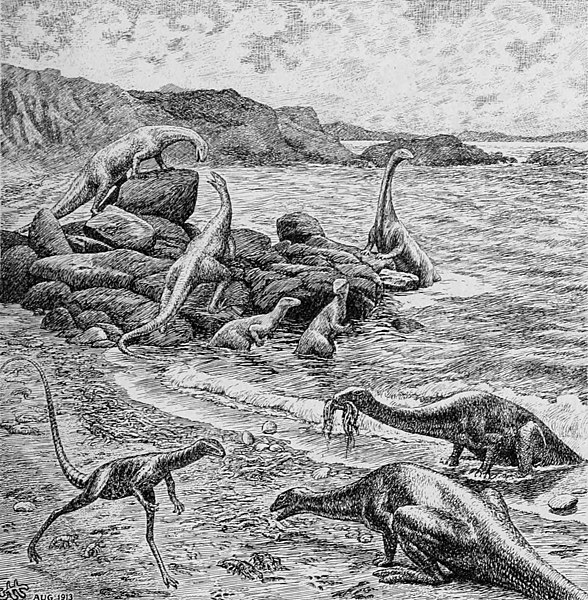 File:Podokesaurus and other dinosaurs.jpg