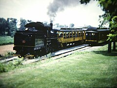 No. 7312 pulling a tourist train tender first towards Paradise, Pennsylvania on July 19, 1984.