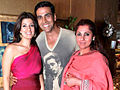 Members of the Khanna family, Twinkle Khanna (left), Akshay Kumar (centre) and Dimple Kapadia (right).