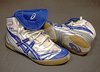 A pair of ASICS wrestling shoes, model Split Second V