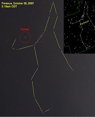 2007年10月25日，這顆彗星看起來像是英仙座中一顆明亮的新星。