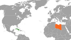 Map indicating locations of Cuba and Libya