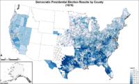 Map of Democratic presidential election results by county