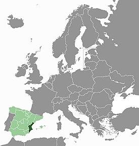 Location of the Valencian Country in Europe