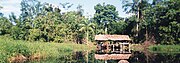 Typical open sided hut on stilts.(Tourist accommodation.)