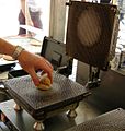 A waffle iron used to make stroopwafels in Nijmegen