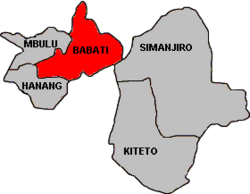 Map of Manyara Region's Districts