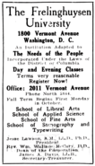 A 1922 newspaper ad for Frelinghuysen University