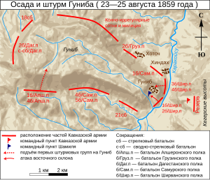 Осада и Штурм Гуниба (карта)