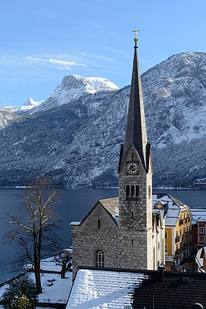 位于上奥地利州哈尔施塔特的福音教堂（德语：Evangelische Pfarrkirche Hallstatt）。