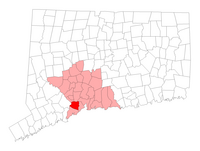 Location in New Haven County, Connecticut