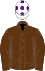 Brown, white cap, purple spots