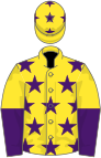 Yellow, Purple stars, halved sleeves