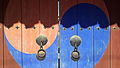 Taegeuk pattern painted on the gate of a house in Naju