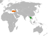 Location map for Thailand and Turkey.