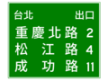 指35:前方數個出口連接之街名及里程