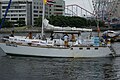 Kama Hele at Port of Yokohama, on the day Hōkūle‘a finished the 2007 Micronesia-Japan voyage