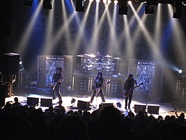 Machine Head performing in Zürich, Switzerland in 2007. From left to right: Phil Demmel, Dave McClain, Robb Flynn and Adam Duce.