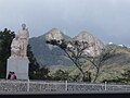 Tourists at the monument with Las Tetas De Cayey