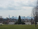 A view of the New York City Skyline from the QC Quad.