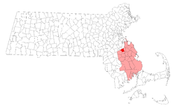 Location in Plymouth County in Massachusetts