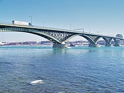 The Peace Bridge between Fort Erie and Buffalo.