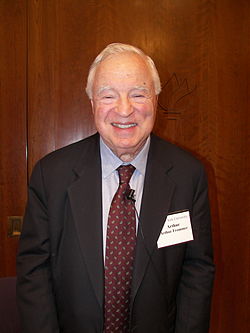 Arthur Frommer after speaking at New York University on December 4, 2007